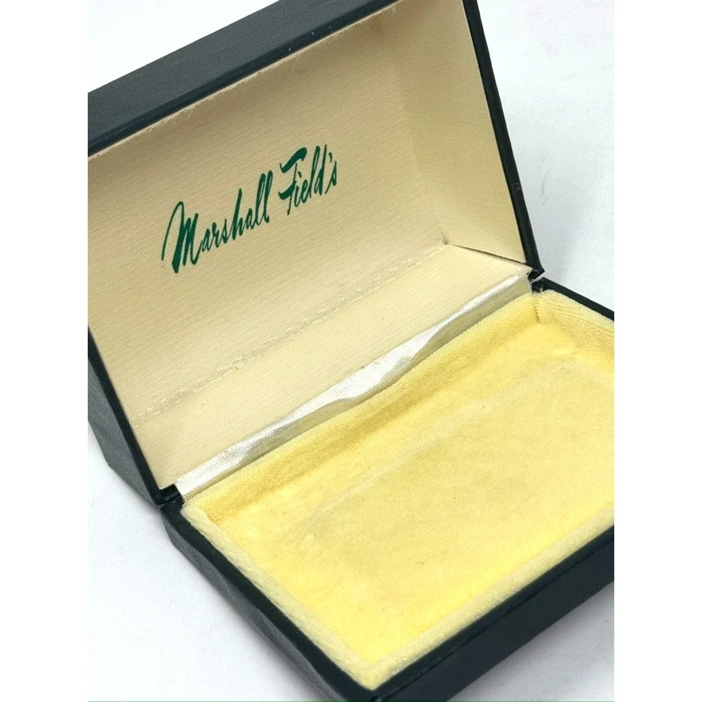 Vintage Marshall Fields Green Leatherette Jewelry Box